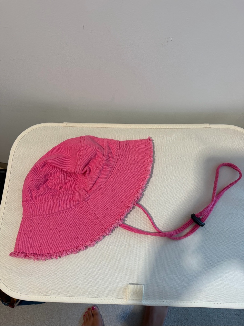 Hot Pink Frayed-Edge Bucket Hat